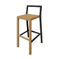 Modern Bar Stool Featuring Wooden Seat And Black Metal Frame Design