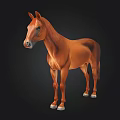 Realistic Brown Horse 3D Model with Detailed Features and Standing Pose 3d model