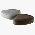 Set of Two Gray and Brown Fabric Sofa Stools with Soft Cushioned Seats