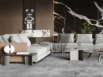 modern living room villa living room 3d model