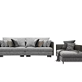 Gray Sofa Set With Multiple Decorative Pillows Ottoman And Throw Blanket 3d model
