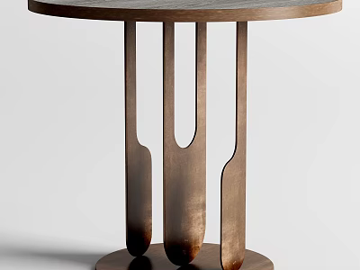 Modern Wooden Round Table With Unique Curved Legs For Home Interior Decor 3d model