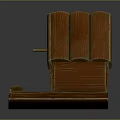 Wooden Birdhouse Structure With Sloped Roof Circular Entrance And Small Platform