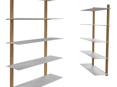 Wooden Shelving Units With White Shelves Multiple Tiers For Storage 3d model