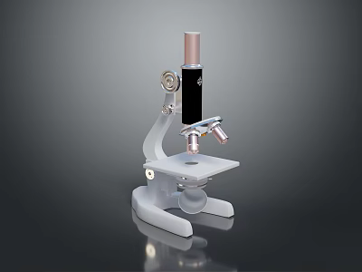 Laboratory Microscope Featuring Metal Frame White Base Black Eyepiece And Adjustable Knob 3d model