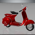 Red vintage motorcycle with black seat chrome details and retro classic design