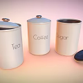 White Ceramic Canisters For Tea Coffee Sugar Storage With Lids In Kitchen 3d model