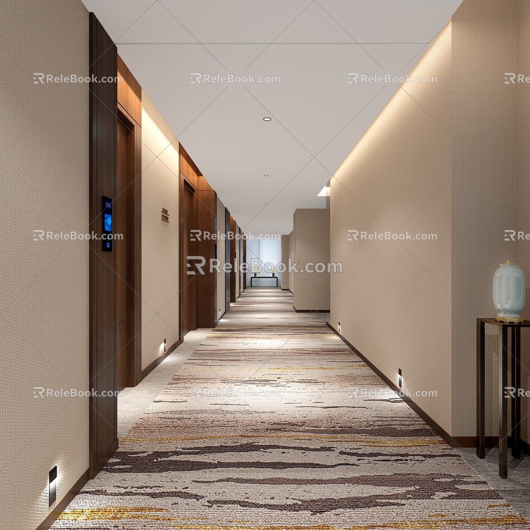 Modern Away Hotel Corridor 3d model