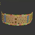 Elegant Golden Decorative Band With Red Gemstones And Circular Hole Patterns