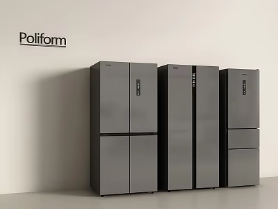 Stylish Black Poliform Modern Upright Refrigerators And Freezers For Kitchen 3d model