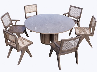 New Chinese Dining Table and Chair 3d model