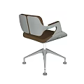 Modern Office Chair With Brown Upholstery Silver Armrests Five Star Base And Wheels