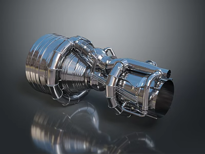 High Precision Metallic Turbine Component With Reflective Surface And Intricate Design 3d model