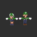 Animated Game Characters With Green Hats Blue Outfit And Brown Pants Stretching Arms