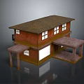 Two Story Red Brick House With Brown Roof Windows And Porch
