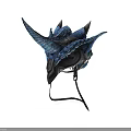 3D Designed Horned Blue Creature Inspired Character Helmet With Detailed Features