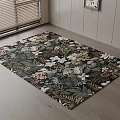Square Area Rug With Floral And Leaf Patterns On Indoor Wooden Floor
