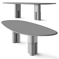 Sleek Black Marble Oval Table With Modern Design And Matching Black Marble Legs
