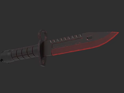 Tactical Weapon Knife With Black Textured Handle Red Edged Blade Serrated Edge And Hole Design 3d model