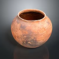 Handcrafted Terracotta Clay Pot With Ancient Wave Patterns And Surface Texture