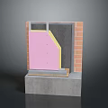 Brick Wall With Pink Panel And Gray Material On Concrete Base In Scenic Landscape
