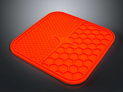 Vibrant Orange Silicone Kitchen Mat with Textured Surface and Honeycomb Pattern for Heat Resistance 3d model