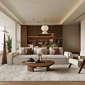 Middle-ancient style-log sofa dining table and chair in Jike restaurant 3d model