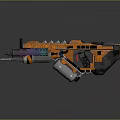Orange Futuristic Sci Fi Weapon With Mechanical Structure And Sleek Design