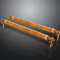 Bamboo Scene Components With Long Strips White Rings And Wooden Supports