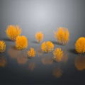 Orange Bush Plants with Multiple Tufts on Dark Background and Reflections 3d model