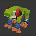 Colorful Green Frog Shaped Toy Made Of Interlocking Building Blocks With Red Eyes