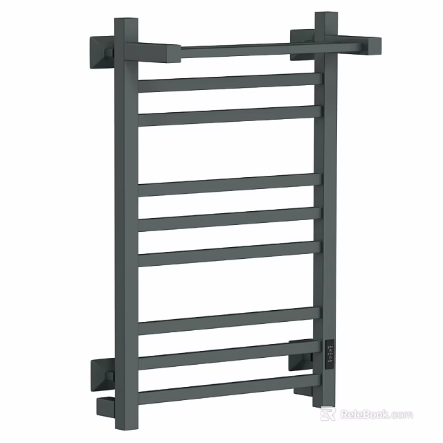 Modern Black Metal Wall Mounted Bathroom Towel Rack With Multiple Bars 3d model 