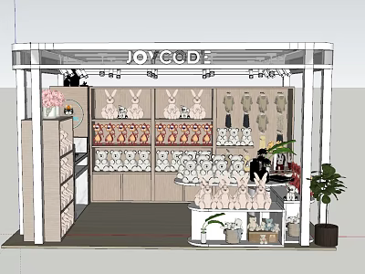 JOY GCD Shopping Mall Store with Rabbit Plush Toys Accessories Display Shelves Green Plants Counter 3d model