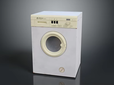 Crystal White Front Load Washing Machine With Control Panel And Round Door Design 3d model
