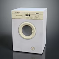 Crystal White Front Load Washing Machine With Control Panel And Round Door Design