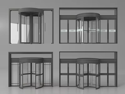 Revolving Door Design With Different Angles And Glass Structure Views 3d model