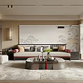 Modern Living Room Interior Design With Sofa Coffee Table And Feature Wall 3d model