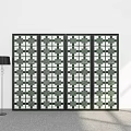 Modern Geometric Pattern Room Divider With Green White Design And Floor Lamp 3d model