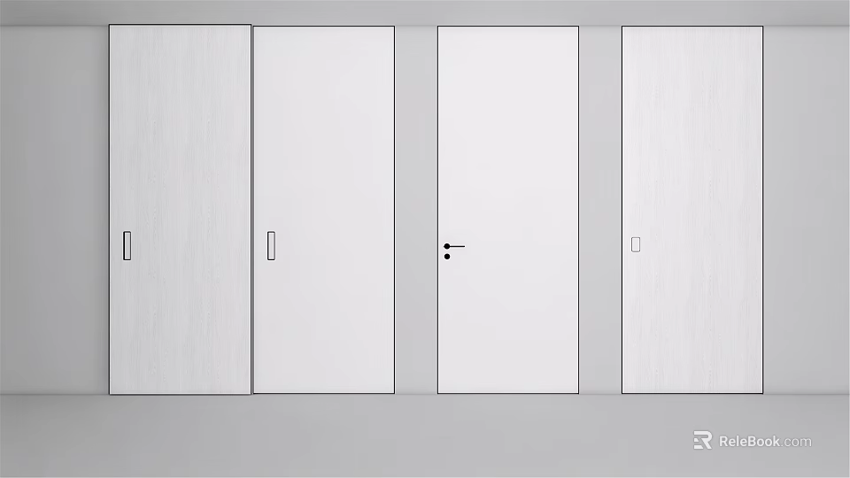 Modern White Hinged Doors for Home Interior with Clean Design Style 3d model 