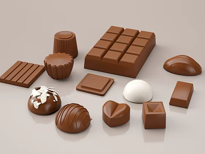 Assorted Chocolates With Various Shapes And Styles 3d model
