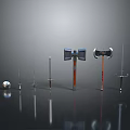 Collection of Various Metal Weapons with Modern Design Including Swords Axes and Hammers