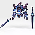 Fantasy Game Movie Character with Horned Helmet Detailed Armor and Dual Swords