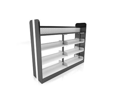 Modern Minimalist Bookcase With Black Frame White Shelves And Perforated Top Panel 3d model