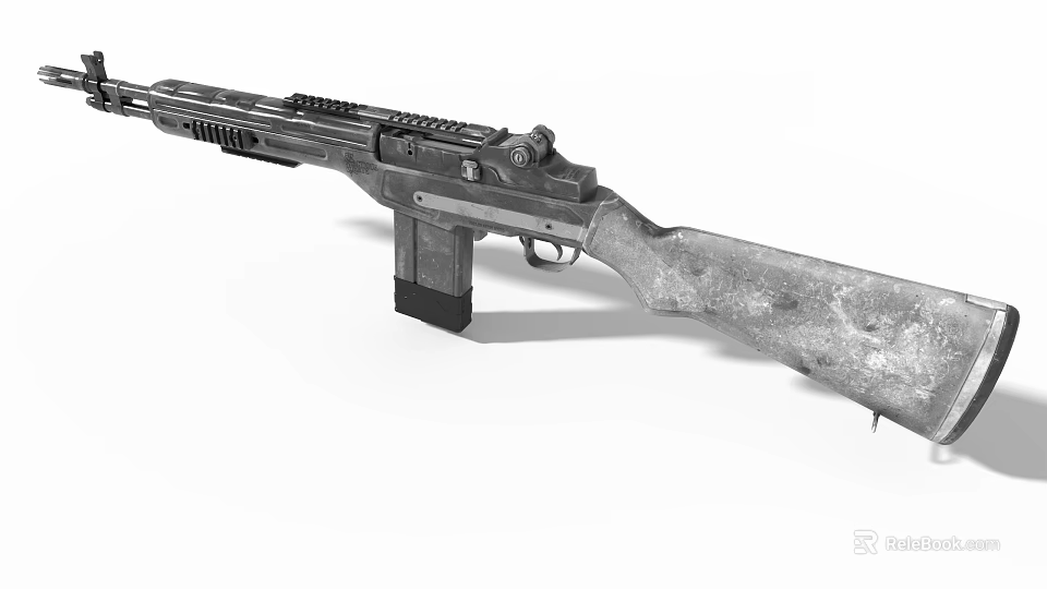 Game Movie Character With Tactical Rifle Featuring Wooden Stock And Metal Parts 3d model 