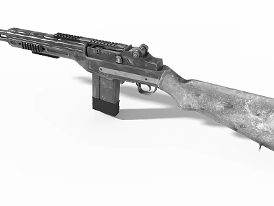 Game Movie Character With Tactical Rifle Featuring Wooden Stock And Metal Parts 3d model