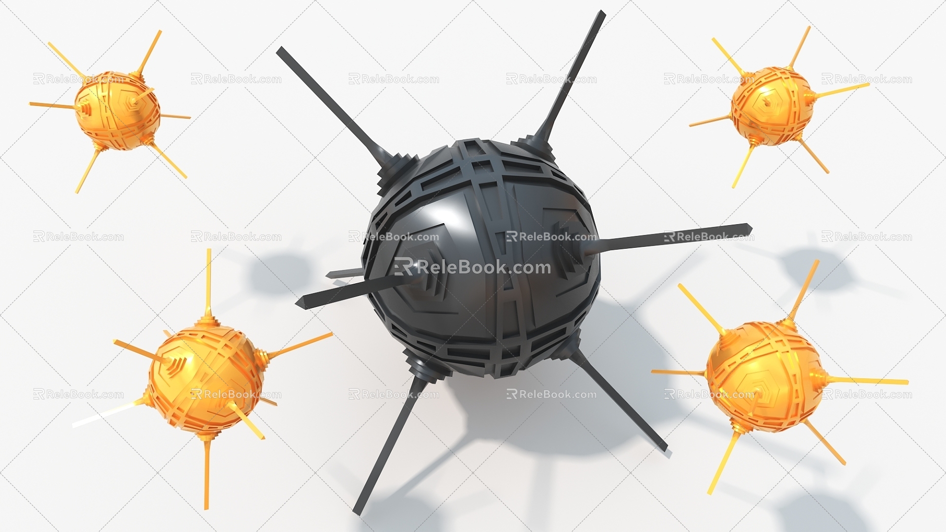 sphere starlight mechanical device cypunk sphere hard surface high-tech industrial parts 3d model