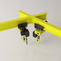 Yellow Cross Shaped Industrial Lifting Equipment With Black Hoists And Chains