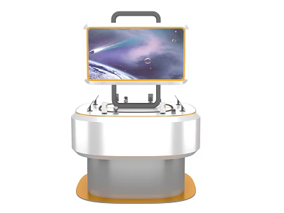 Modern Art Installation With Digital Screen Showing Cosmic Scenery On Round Base 3d model