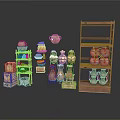 Traditional Clay Pottery Display With Various Vases And Wooden Shelves