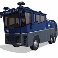 Blue Heavy Duty Truck with Roof Warning Lights HH1 Marking and Multiple Windows